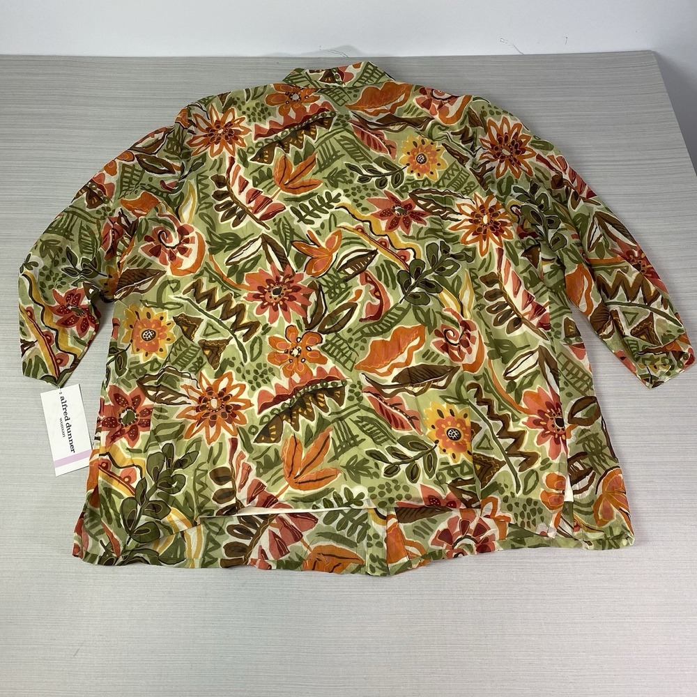 Alfred Dunner Button Up Blouse Women's 22W Green Floral Short Sleeve NWT - Picture 13 of 13